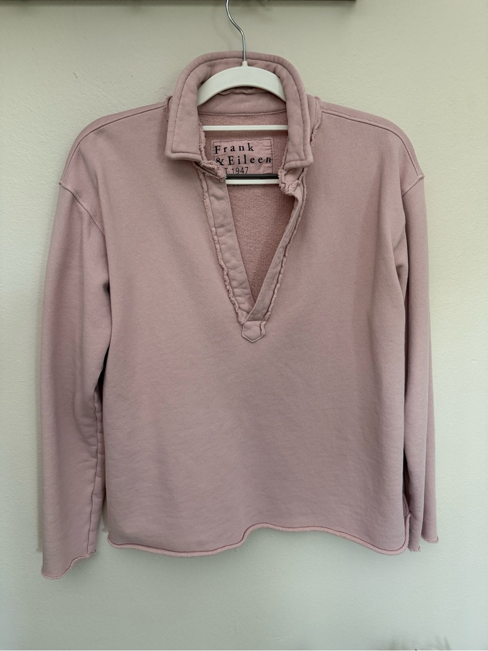 Frank & Eileen Women's Patrick Fleece Blush Pink V-Neck Pullover Sweater